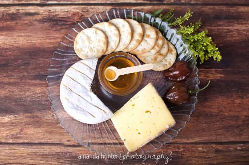 Honey Crackers and Cheese Plate Product Shoot